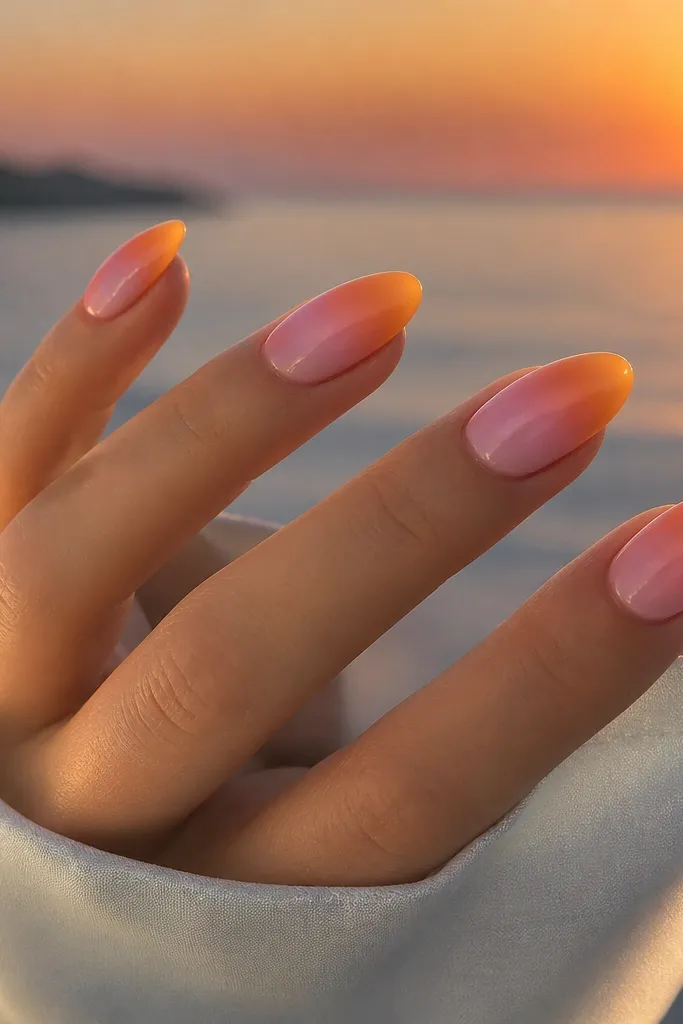 Aesthetic sunset nails ombre ideas that feel dreamy