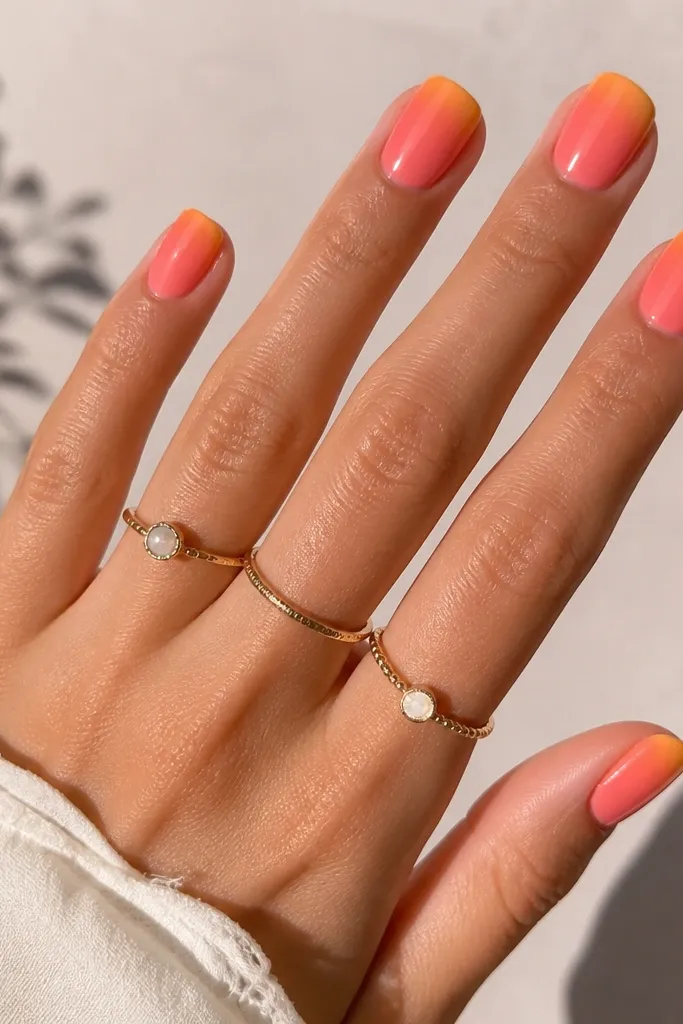 Affordable sunset ombre nails you'll want this summer
