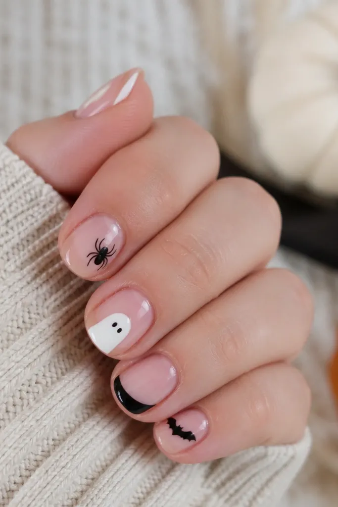 Budget-friendly short simple halloween nails
