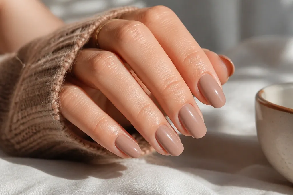 Cozy nude acrylic nails