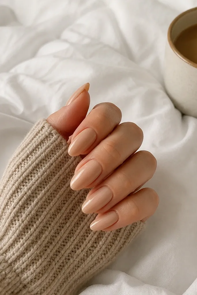 Cozy nude acrylic nails