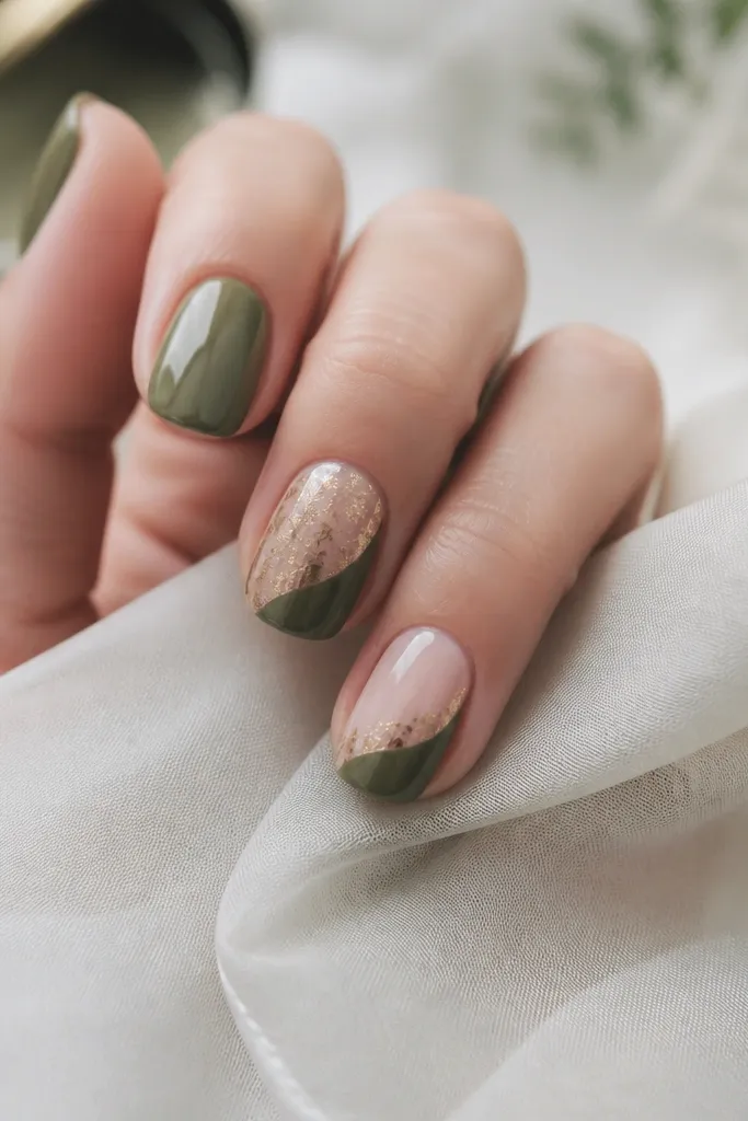 Easy green and gold nails ideas