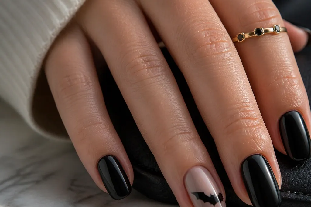 Low maintenance classy simple halloween nails