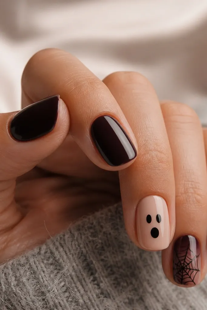 Luxe high end short simple halloween nails