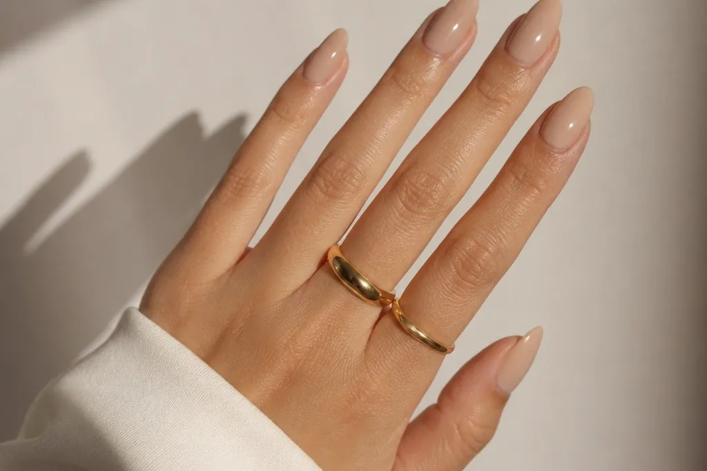 Modern minimalist nude acrylic nails