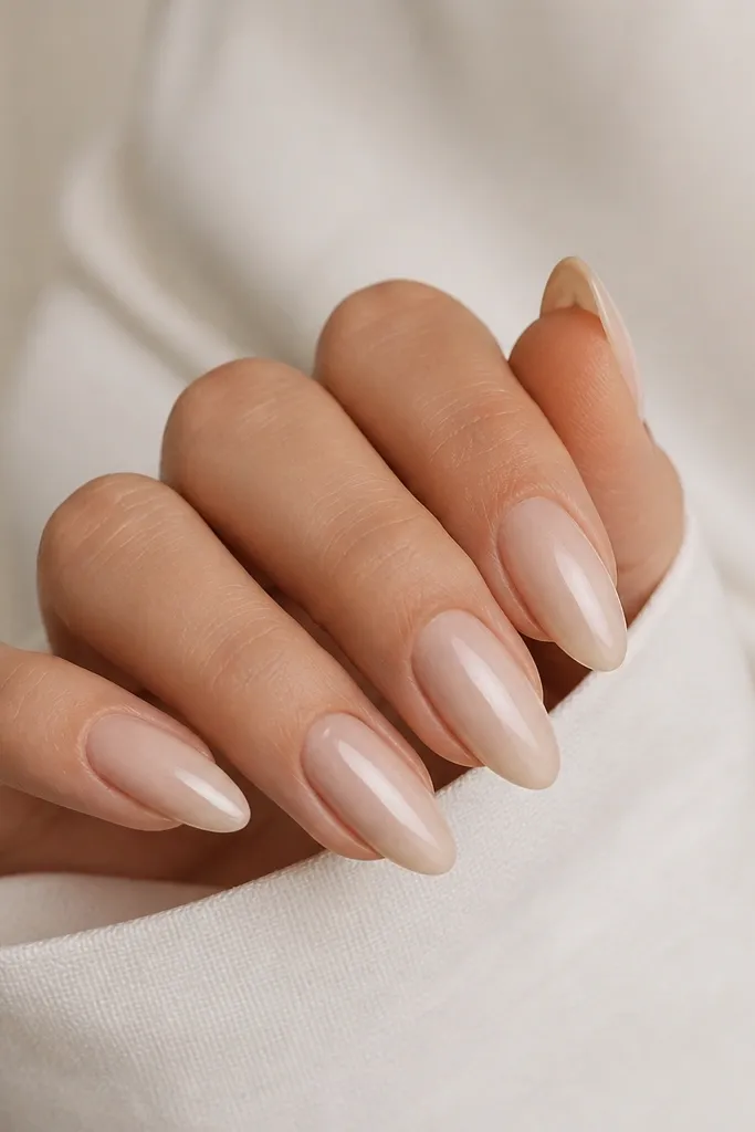 Modern minimalist nude acrylic nails