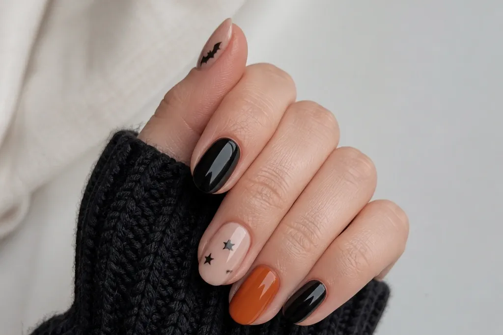 Modern minimalist simple halloween nails