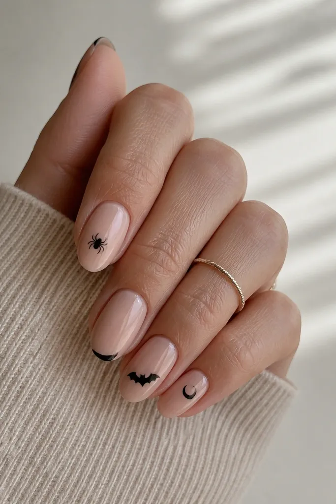 Modern minimalist simple halloween nails