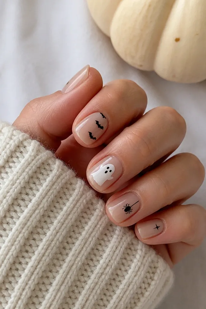 Quick easy in 5 minutes simple short halloween nails