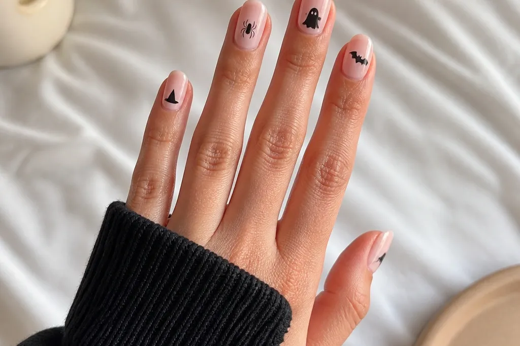 Renter friendly removable simple halloween nails
