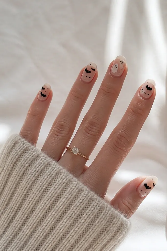 Renter friendly removable simple halloween nails