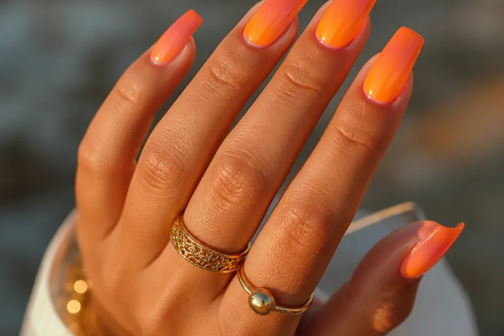 Removable sunset acrylic nails that turn heads