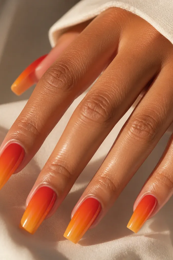 Removable sunset acrylic nails that turn heads