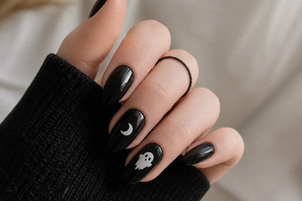 Simple black halloween nails easy ideas