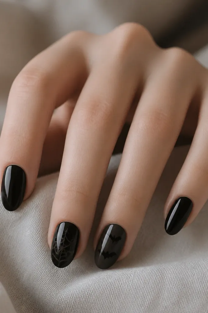 Simple black halloween nails easy ideas