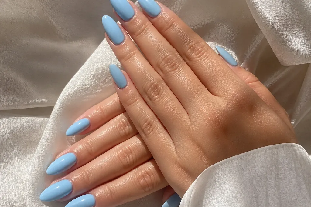 12 Sky Blue Almond Nails