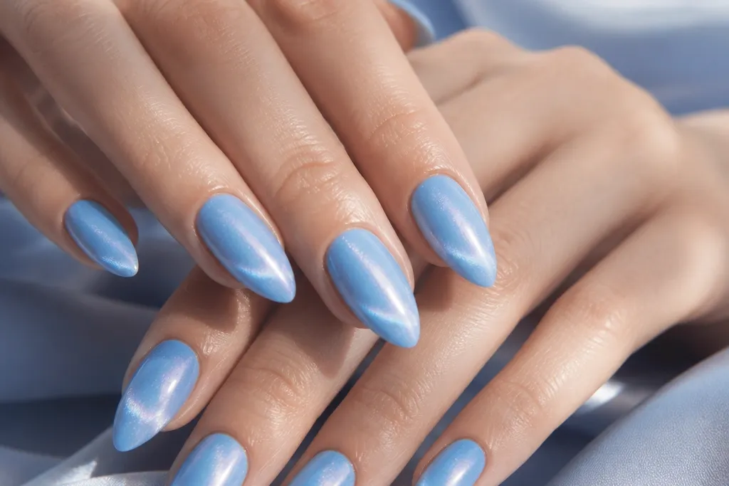 12 Sky Blue Cat Eye Nails