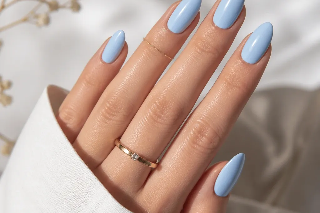 12 Sky Blue Gel Nails