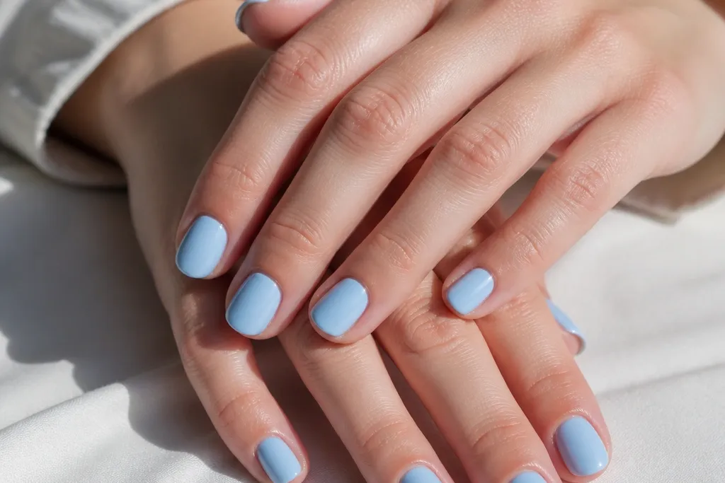 12 Sky Blue Short Nails