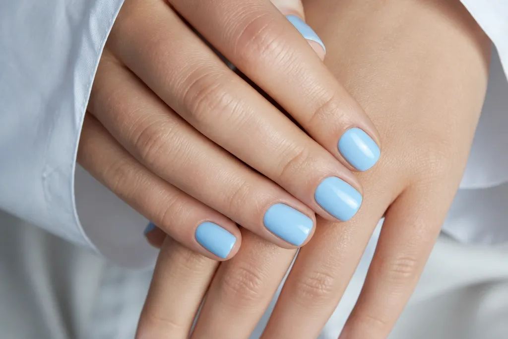 12 Sky Blue Short Nails