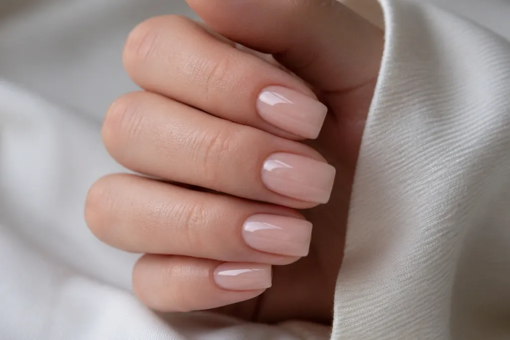 Small space nude acrylic nails