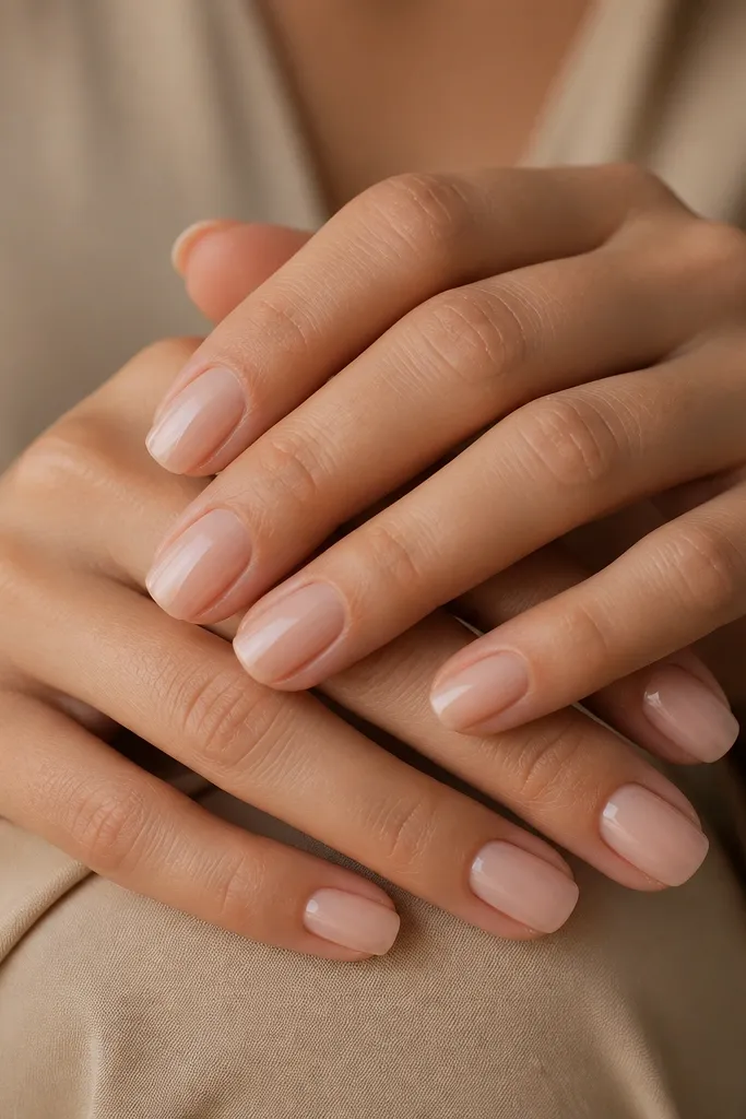 Small space nude acrylic nails