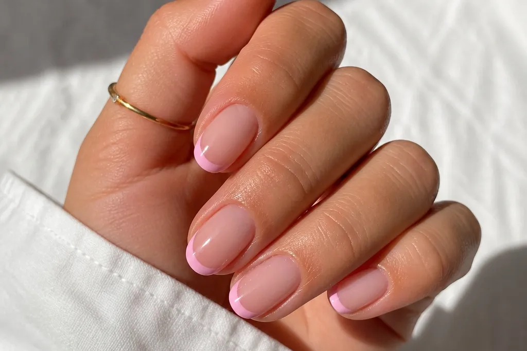 Quick easy soft pink french tip nails in 5 minutes