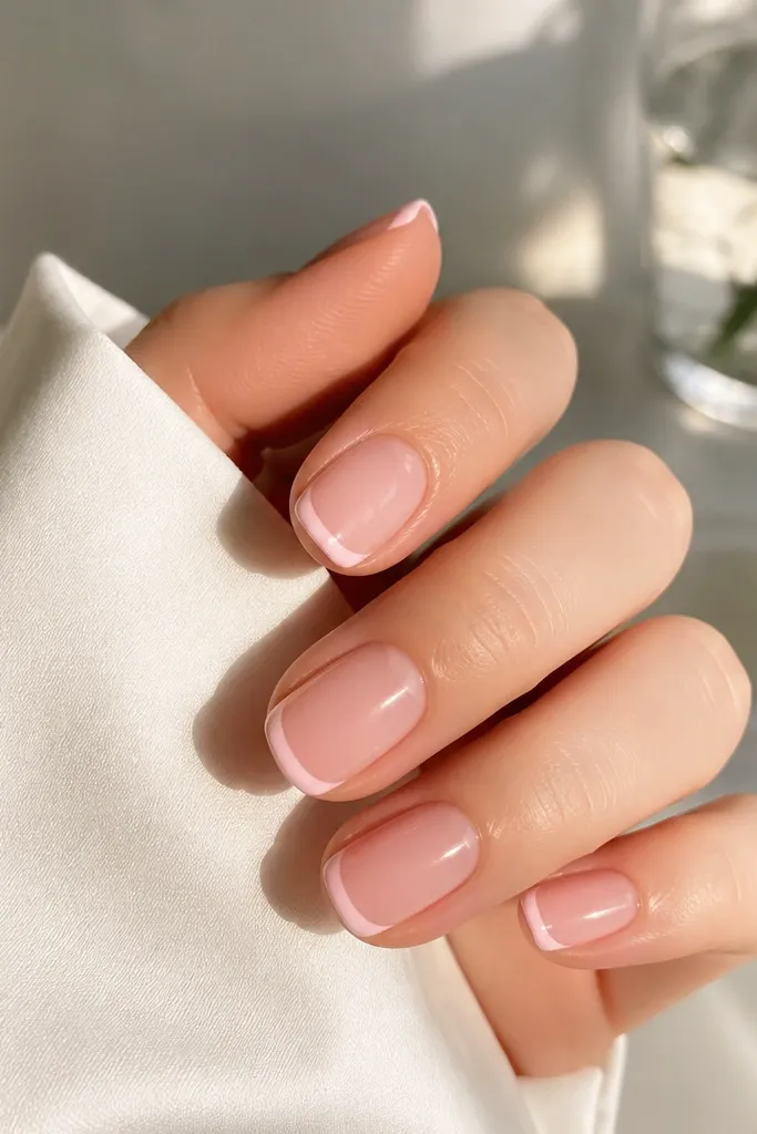 Quick easy soft pink french tip nails in 5 minutes