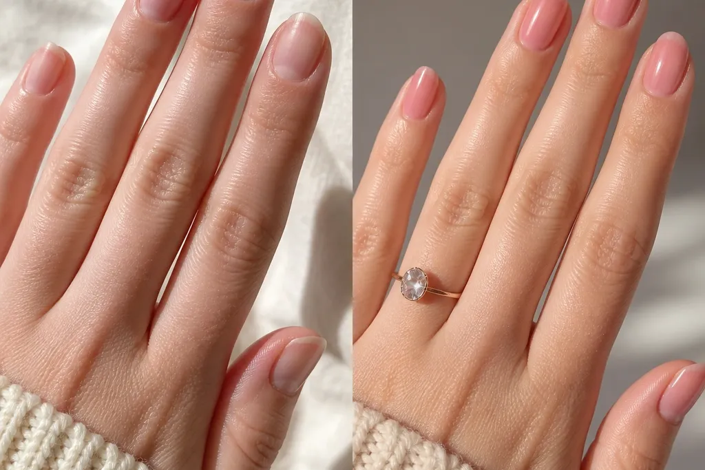 Soft pink nails before and after transformation ideas
