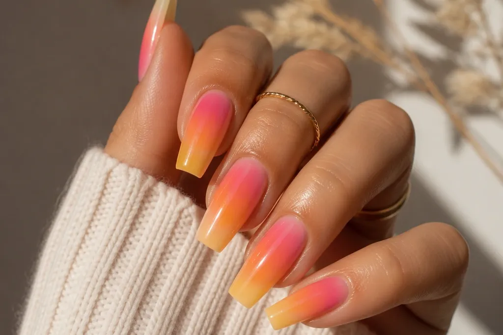 Sunset acrylic nails worth trying before your next fill
