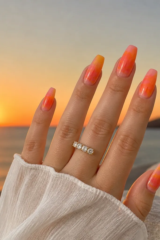 Sunset acrylic nails worth trying before your next fill