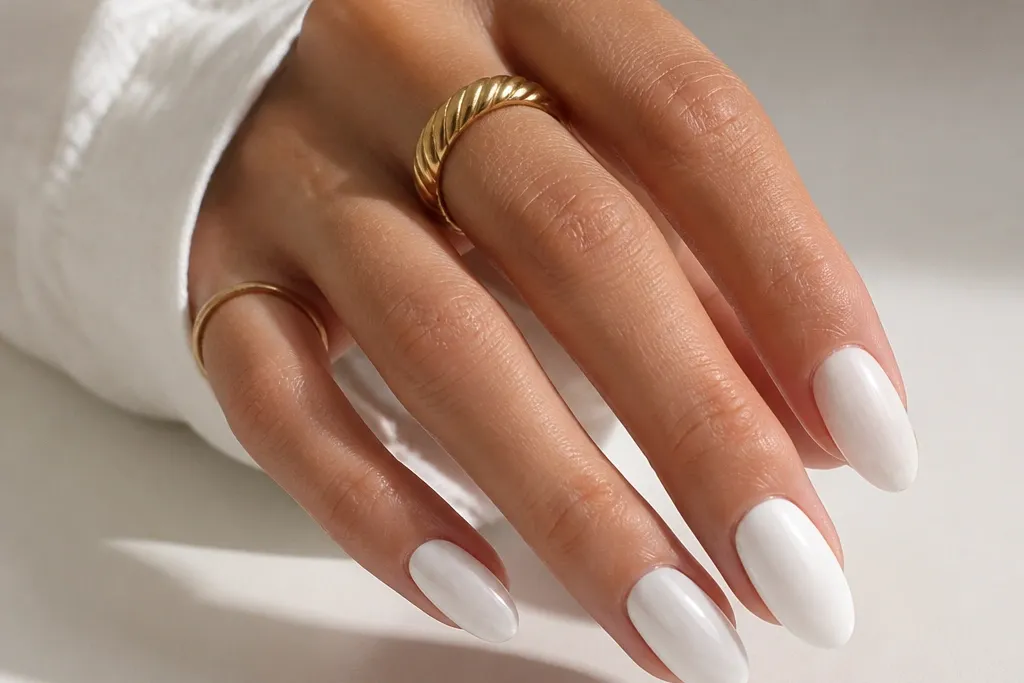 White almond nails on a budget