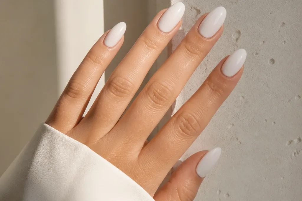 White almond nails for small spaces