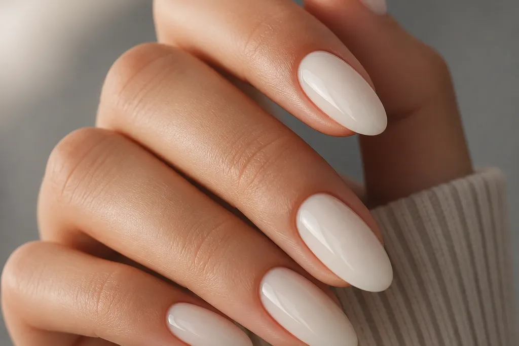 Luxe finish white almond nails