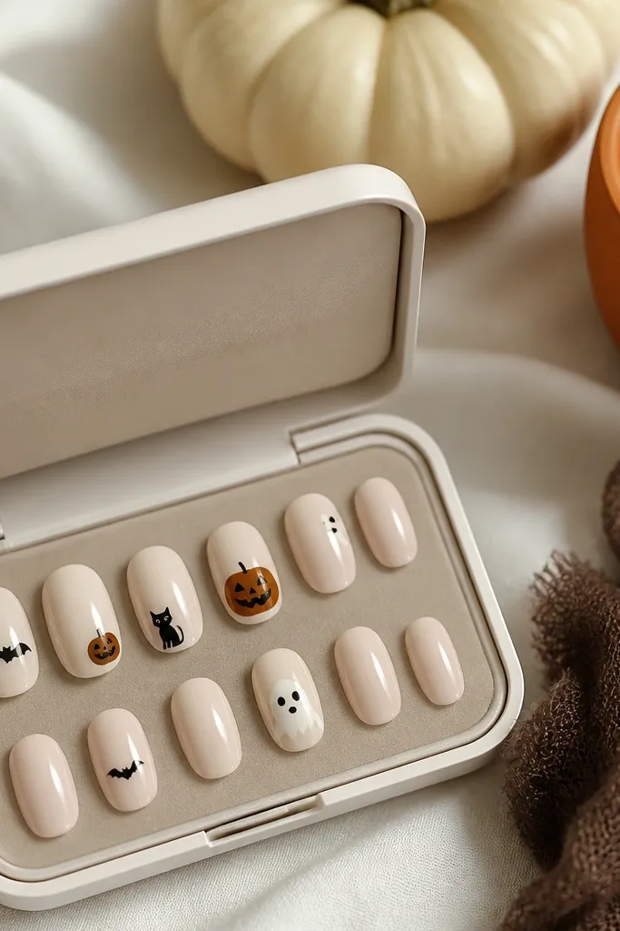 With storage simple halloween almond nails
