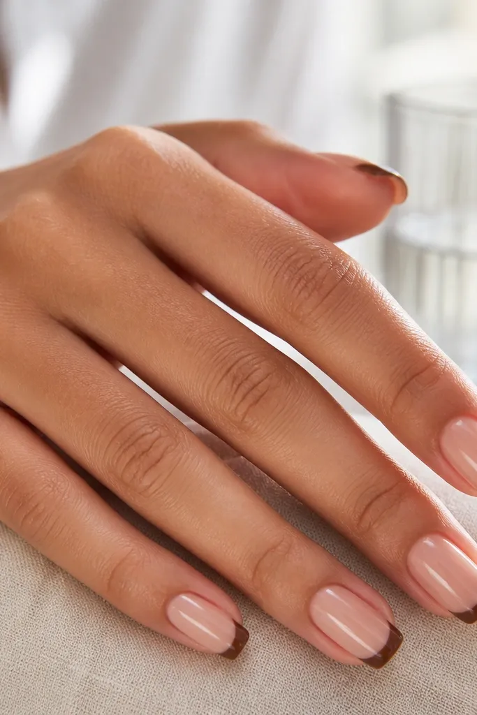 Year round brown french tip acrylic nails