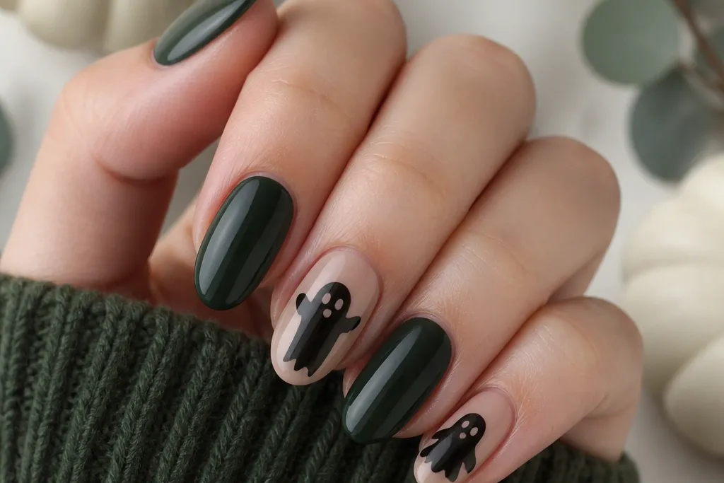 Year-round seasonal evergreen simple halloween nails