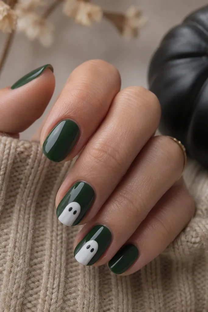 Year-round seasonal evergreen simple halloween nails